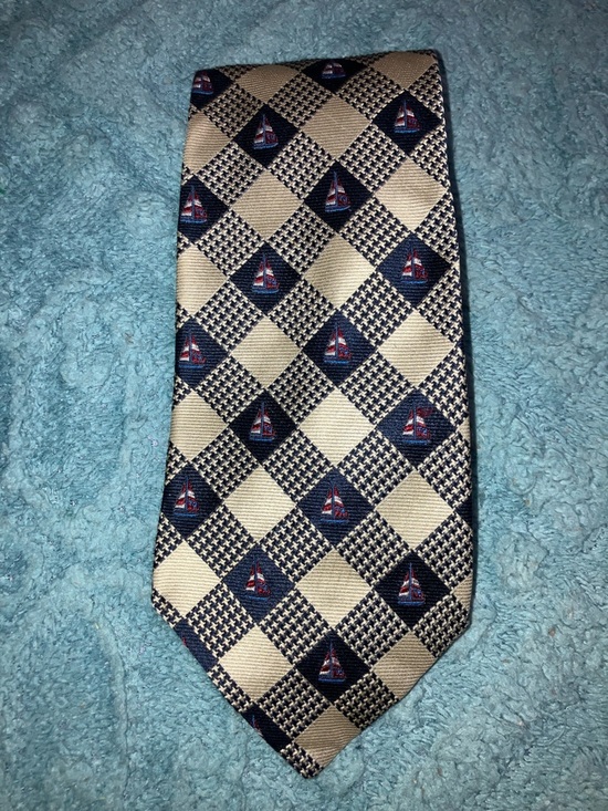 Tommy Hilfiger Other - Classic Navy and Cream Checkerboard Sailboat Men's Tie